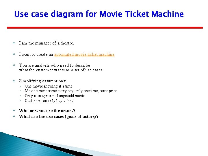 Use case diagram for Movie Ticket Machine I am the manager of a theatre.