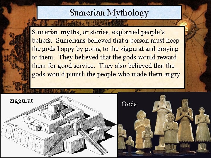 Sumerian Mythology Sumerian myths, or stories, explained people’s beliefs. Sumerians believed that a person