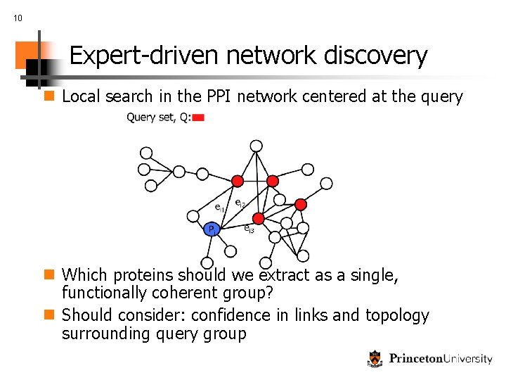 10 Expert-driven network discovery n Local search in the PPI network centered at the