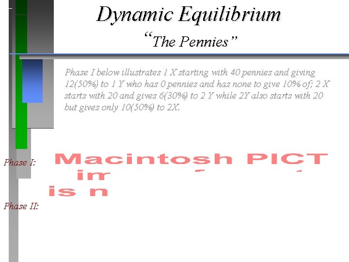 Dynamic Equilibrium “The Pennies” Phase I below illustrates 1 X starting with 40 pennies