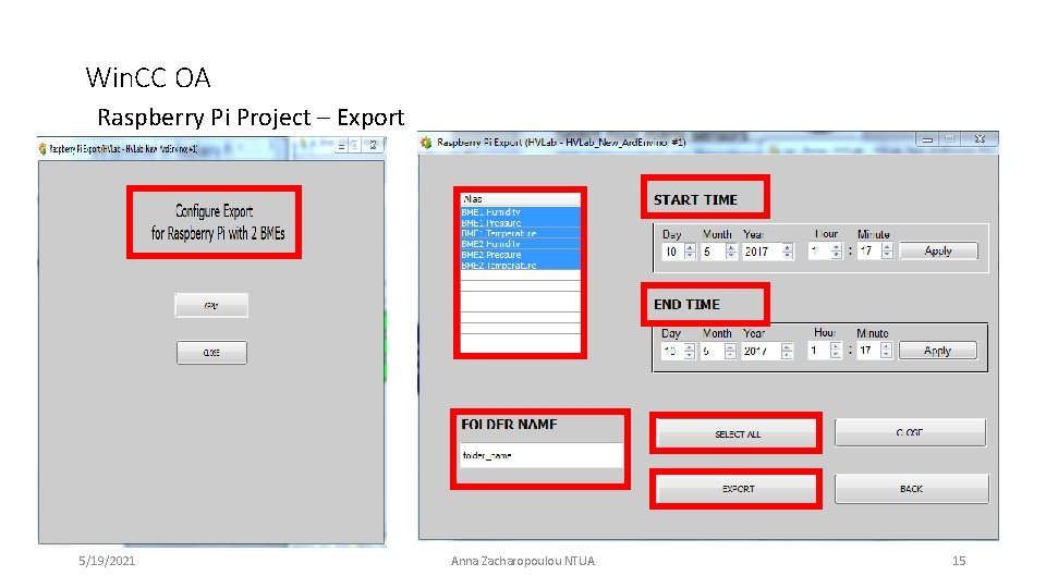 Win. CC OA Raspberry Pi Project – Export 5/19/2021 Anna Zacharopoulou NTUA 15 