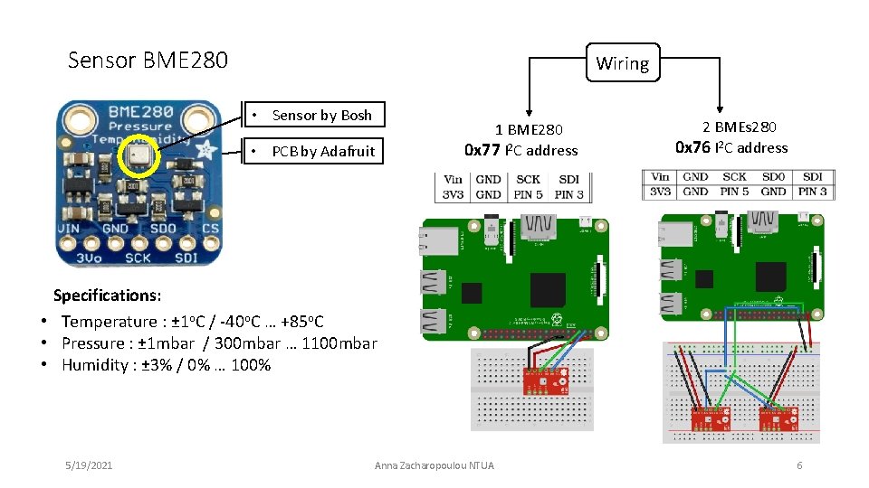 Sensor BME 280 Wiring • Sensor by Bosh • PCB by Adafruit 1 BME