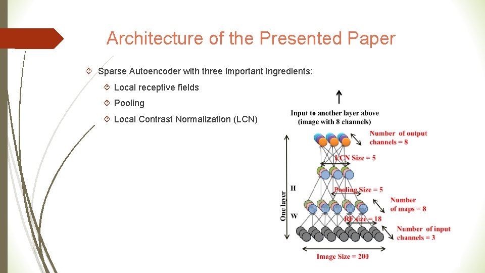 Architecture of the Presented Paper Sparse Autoencoder with three important ingredients: Local receptive fields