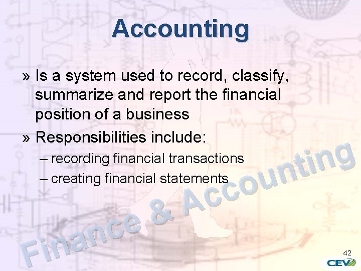 Accounting » Is a system used to record, classify, summarize and report the financial