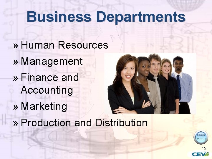 Business Departments » Human Resources » Management » Finance and Accounting » Marketing »