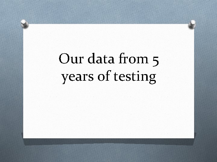 Our data from 5 years of testing 