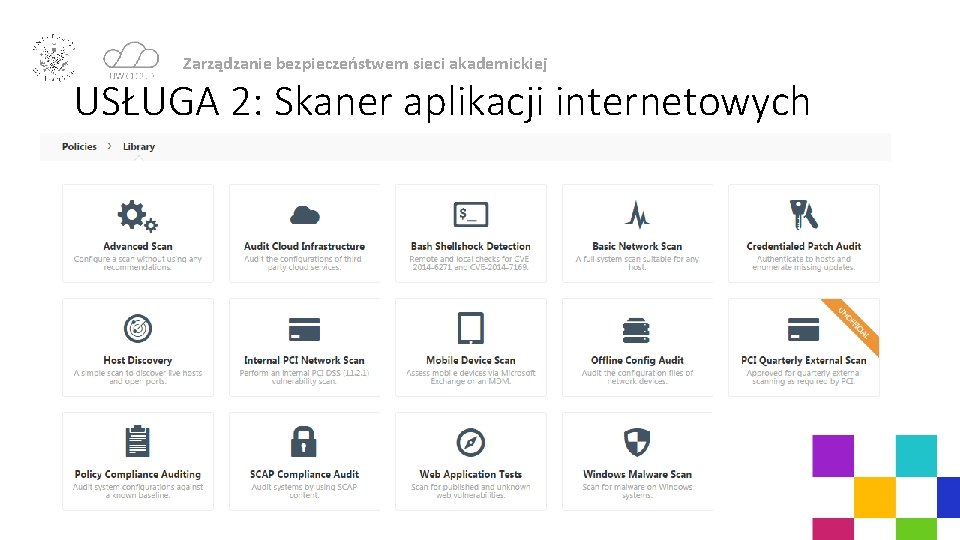 Zarządzanie bezpieczeństwem sieci akademickiej USŁUGA 2: Skaner aplikacji internetowych 
