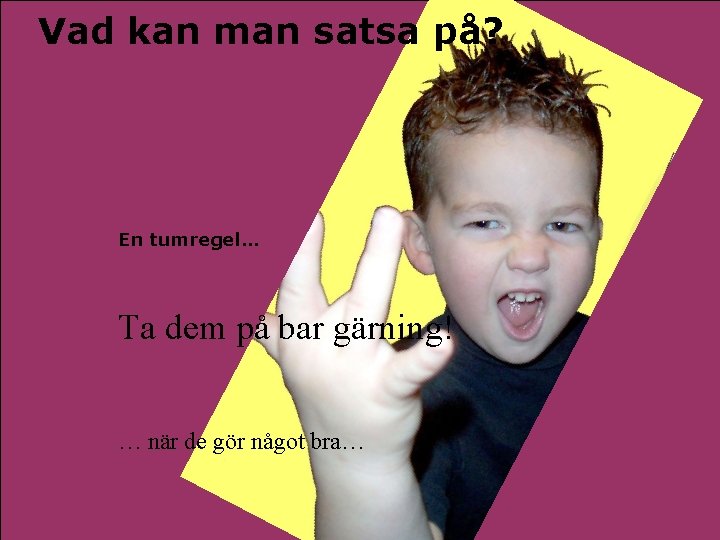 Vad kan man satsa på? En tumregel… Ta dem på bar gärning! … när