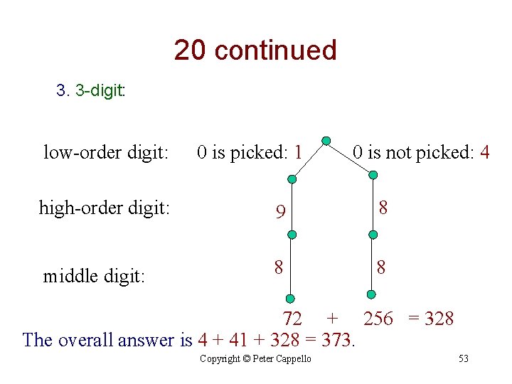 20 continued 3. 3 -digit: low-order digit: 0 is picked: 1 0 is not