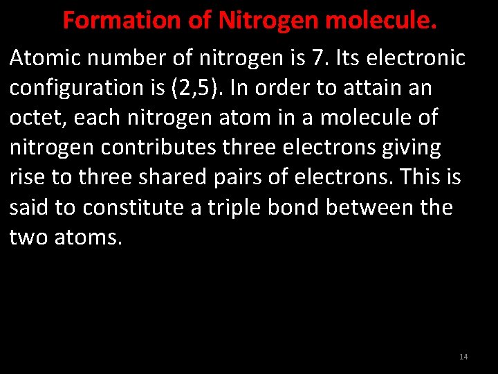 Formation of Nitrogen molecule. Atomic number of nitrogen is 7. Its electronic configuration is