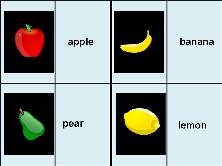 apple pear banana lemon 