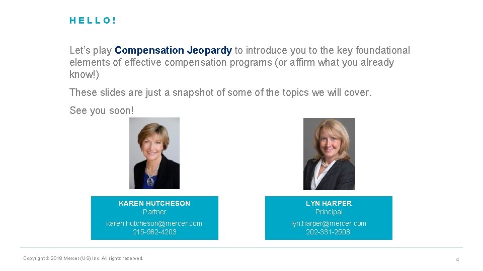 HELLO! Let’s play Compensation Jeopardy to introduce you to the key foundational elements of