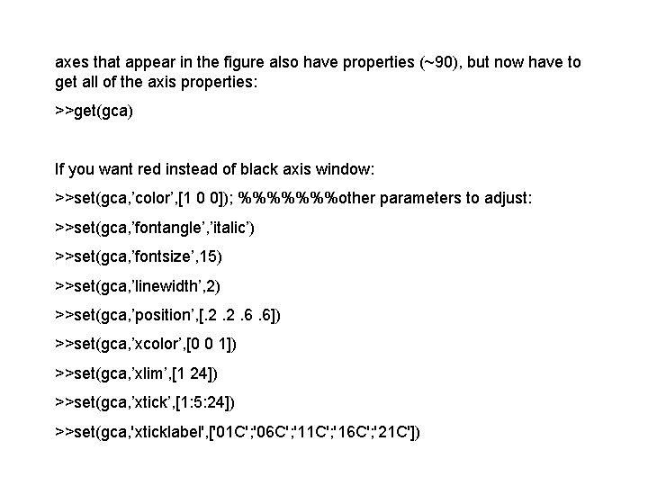 axes that appear in the figure also have properties (~90), but now have to