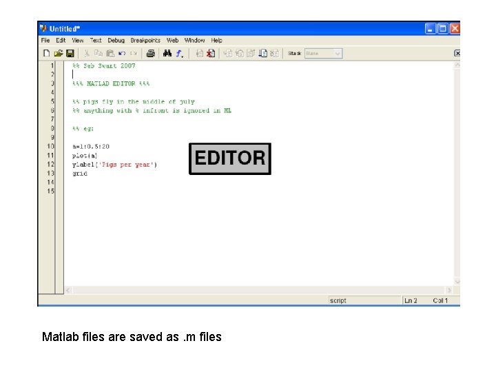 Matlab files are saved as. m files 