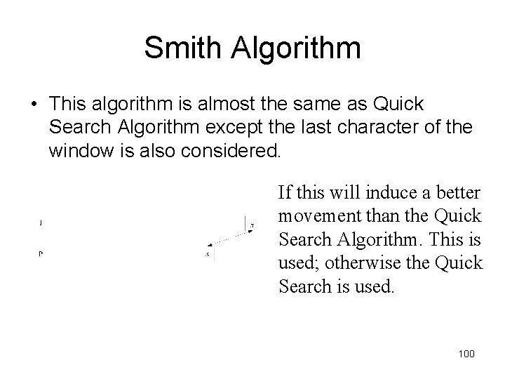 Smith Algorithm • This algorithm is almost the same as Quick Search Algorithm except