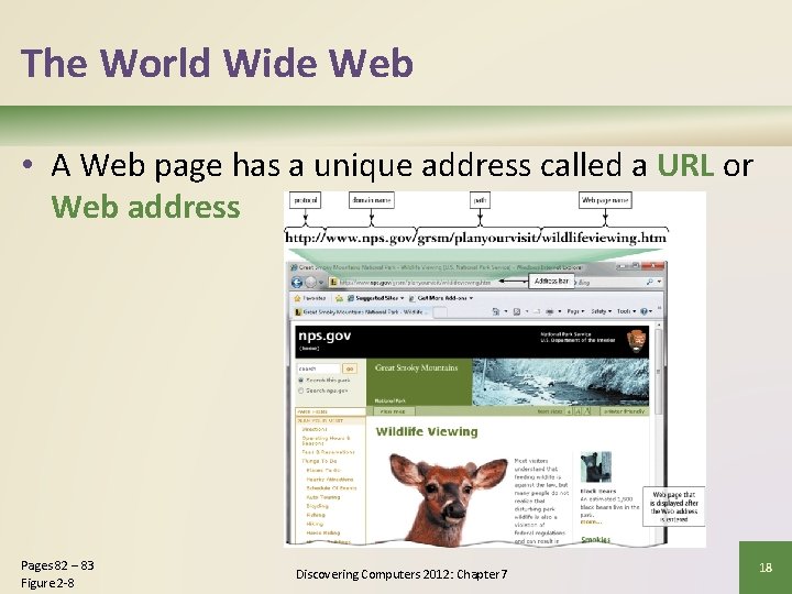 The World Wide Web • A Web page has a unique address called a