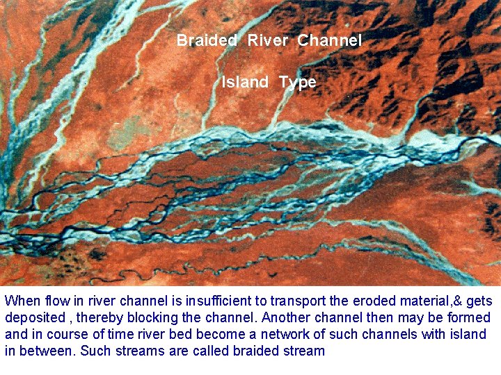 Braided River Channel Island Type When flow in river channel is insufficient to transport