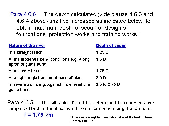 Para 4. 6. 6 The depth calculated (vide clause 4. 6. 3 and 4.