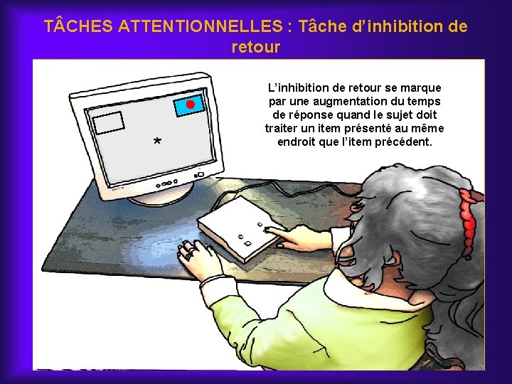 T CHES ATTENTIONNELLES : Tâche d’inhibition de retour * L’inhibition de retour se marque