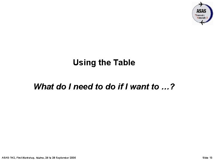 Using the Table What do I need to do if I want to …?