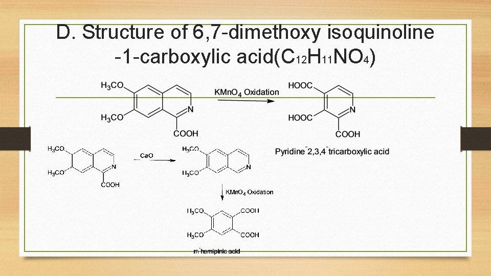 D. Structure of 6, 7 -dimethoxy isoquinoline -1 -carboxylic acid(C 12 H 11 NO