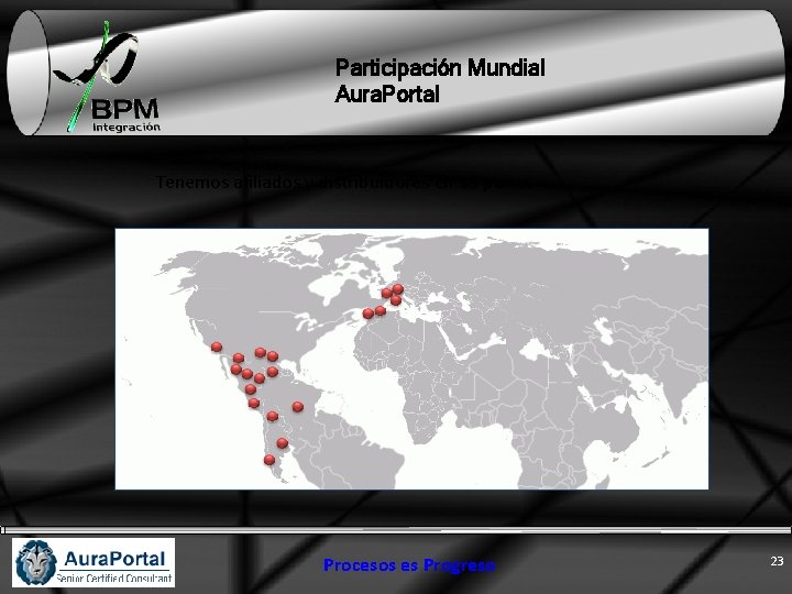 Participación Mundial Aura. Portal Tenemos afiliados y distribuidores en 19 países Procesos es Progreso