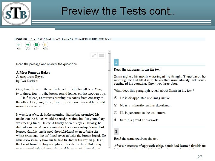 Preview the Tests cont. . 27 