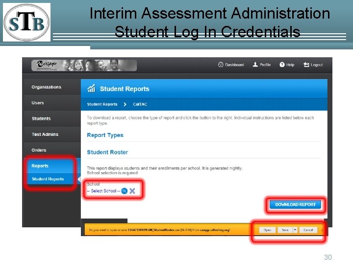 Interim Assessment Administration Student Log In Credentials 30 