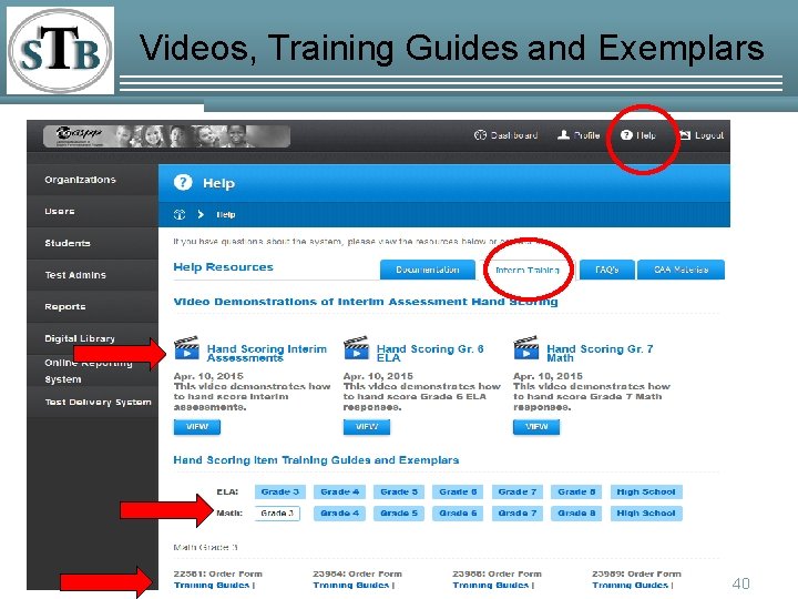 Videos, Training Guides and Exemplars 40 