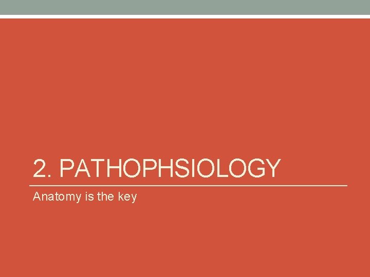 2. PATHOPHSIOLOGY Anatomy is the key 