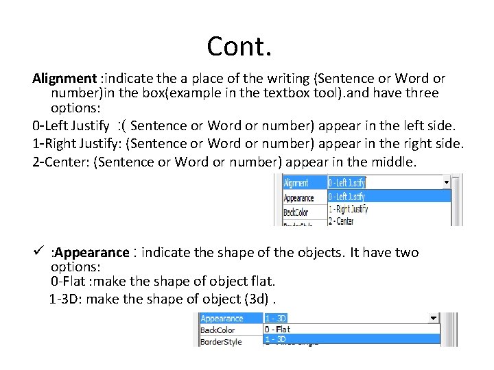 Cont. Alignment : indicate the a place of the writing (Sentence or Word or