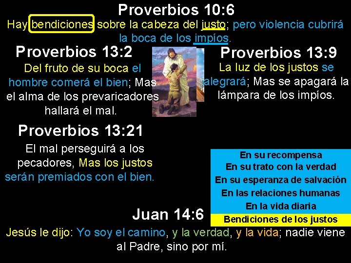 Proverbios 10: 6 Hay bendiciones sobre la cabeza del justo; pero violencia cubrirá la