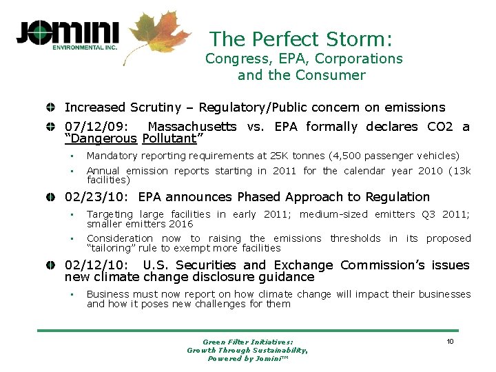 The Perfect Storm: Congress, EPA, Corporations and the Consumer Increased Scrutiny – Regulatory/Public concern