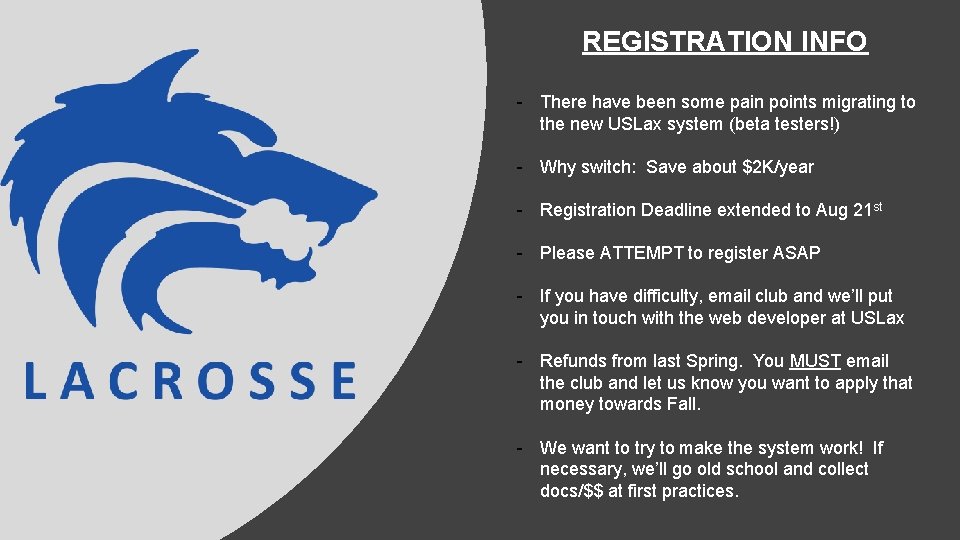 REGISTRATION INFO - There have been some pain points migrating to the new USLax