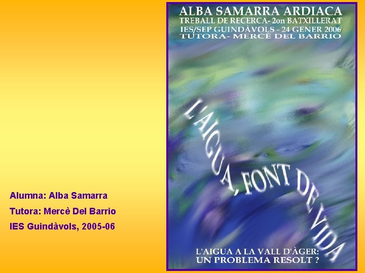 Alumna: Alba Samarra Tutora: Mercè Del Barrio IES Guindàvols, 2005 -06 