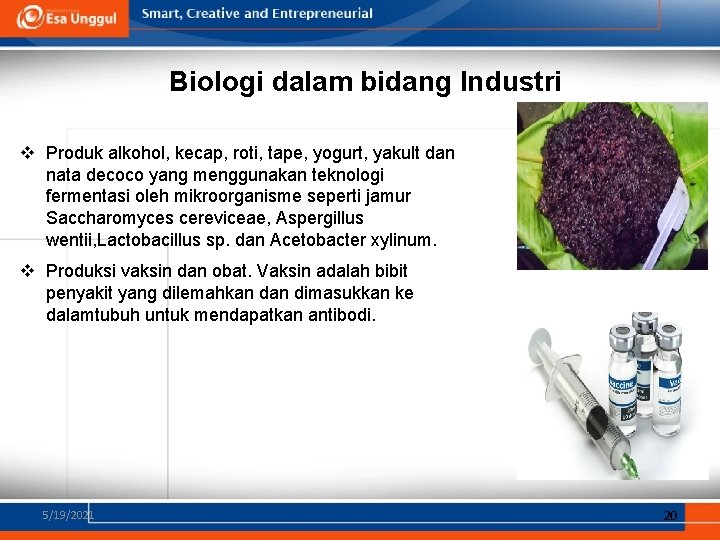 Biologi dalam bidang Industri v Produk alkohol, kecap, roti, tape, yogurt, yakult dan nata