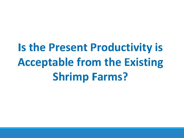 Is the Present Productivity is Acceptable from the Existing Shrimp Farms? 