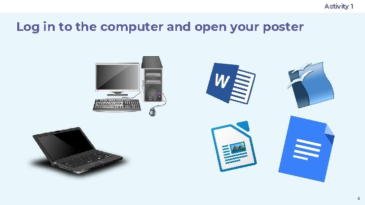 Activity 1 Log in to the computer and open your poster 4 