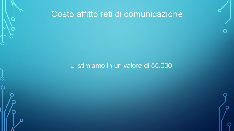 Costo affitto reti di comunicazione Li stimiamo in un valore di 55. 000 