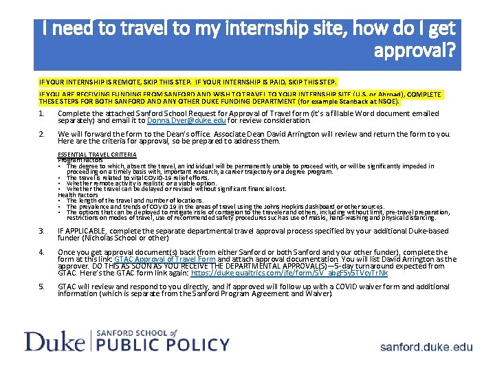 I need to travel to my internship site, how do I get approval? IF