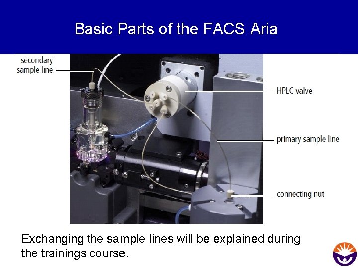 Basic Parts of the FACS Aria Exchanging the sample lines will be explained during