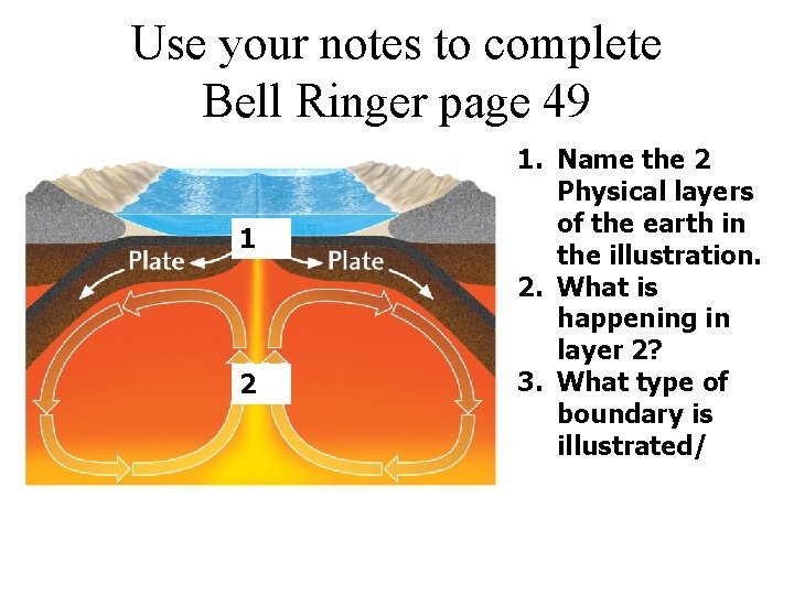 Use your notes to complete Bell Ringer page 49 1 2 1. Name the