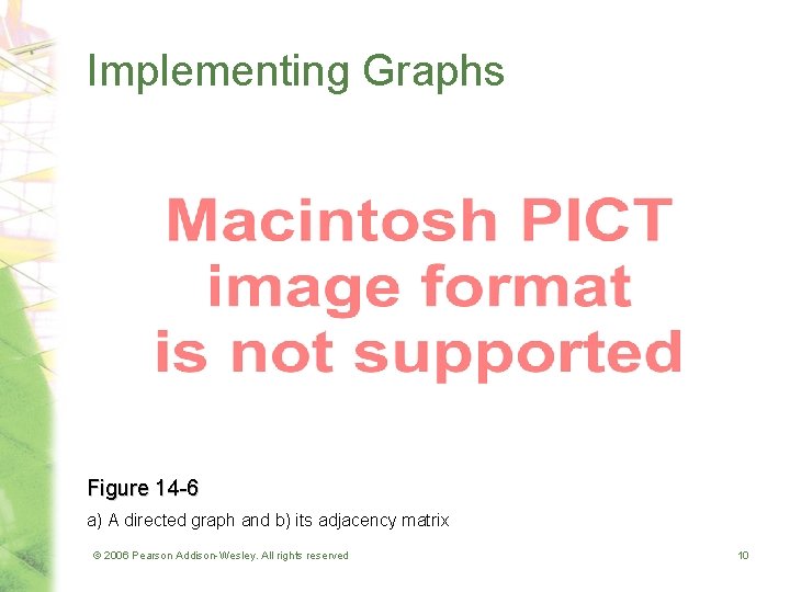 Implementing Graphs Figure 14 -6 a) A directed graph and b) its adjacency matrix
