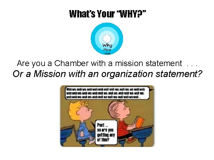 What’s Your “WHY? ” Are you a Chamber with a mission statement. . .