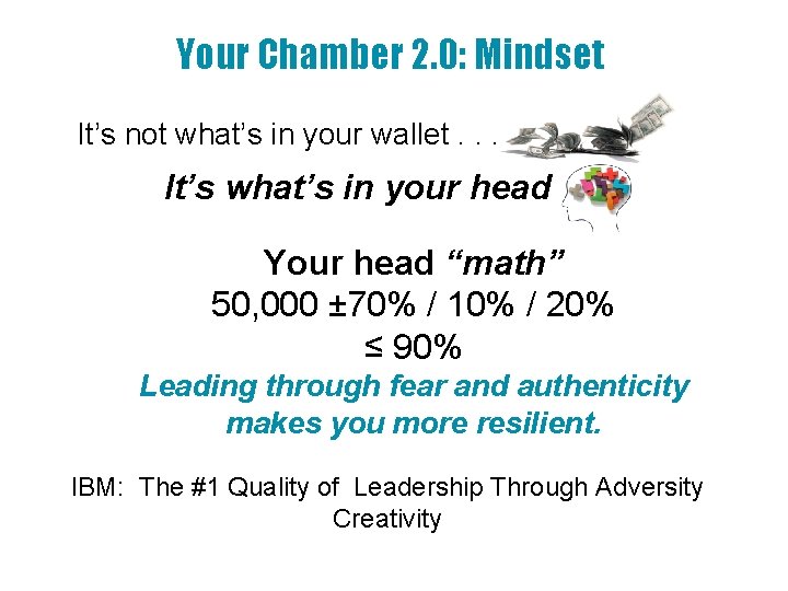 Your Chamber 2. 0: Mindset It’s not what’s in your wallet. . . It’s