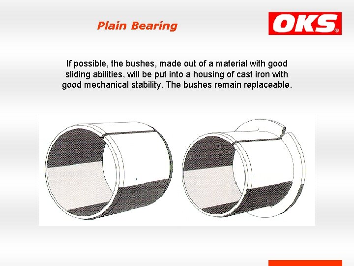 Plain Bearing If possible, the bushes, made out of a material with good sliding