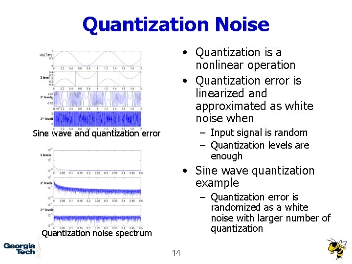 Quantization Noise • Quantization is a nonlinear operation • Quantization error is linearized and