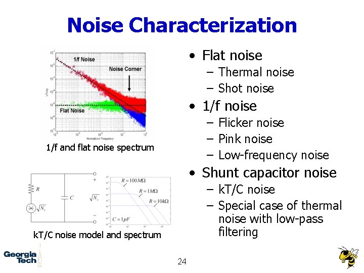 Noise Characterization • Flat noise – Thermal noise – Shot noise • 1/f noise