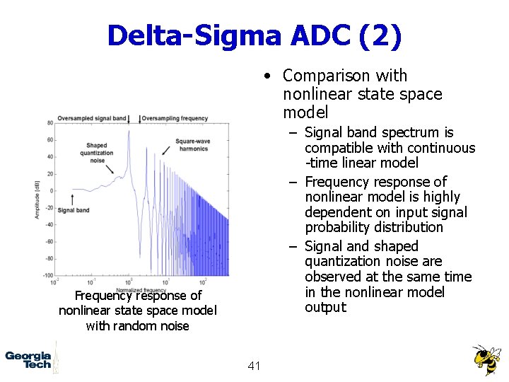 Delta-Sigma ADC (2) • Comparison with nonlinear state space model – Signal band spectrum