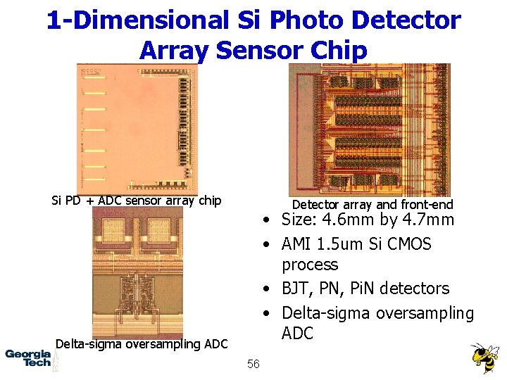 1 -Dimensional Si Photo Detector Array Sensor Chip Si PD + ADC sensor array